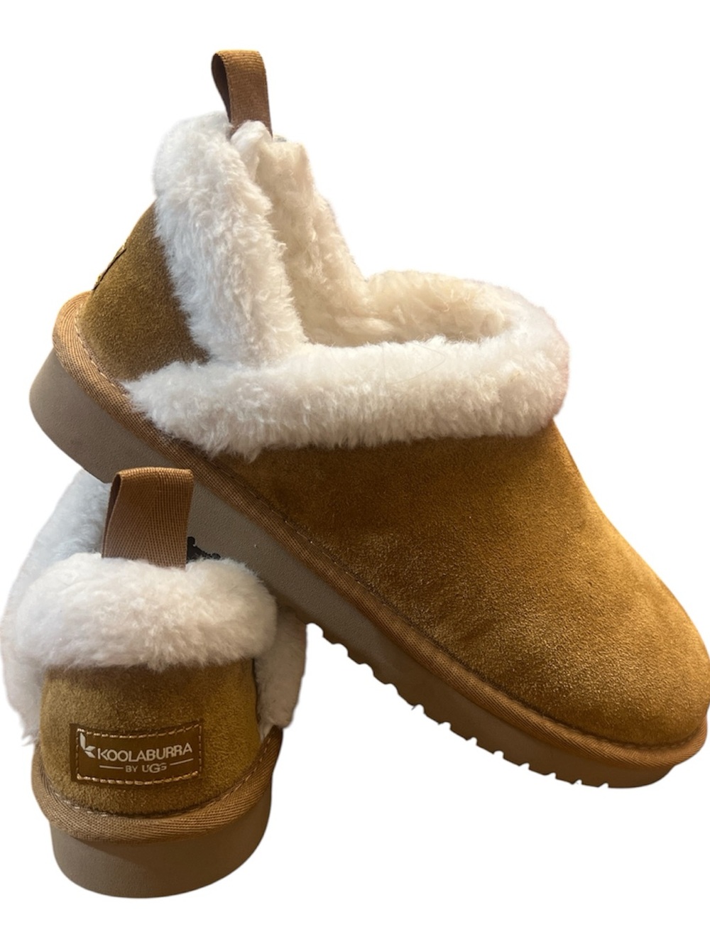 Like new Koolaburra Ugg chesnut Tan Suede Faux-Fur Slip-On ankle Slippers size 9